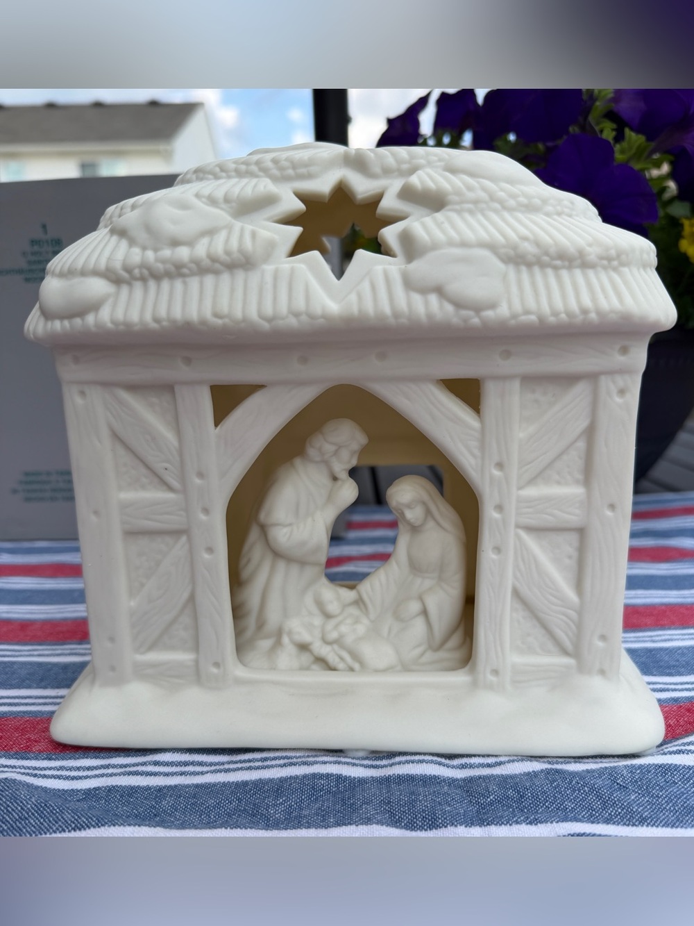 PartyLite White Porcelain Nativity Luminary